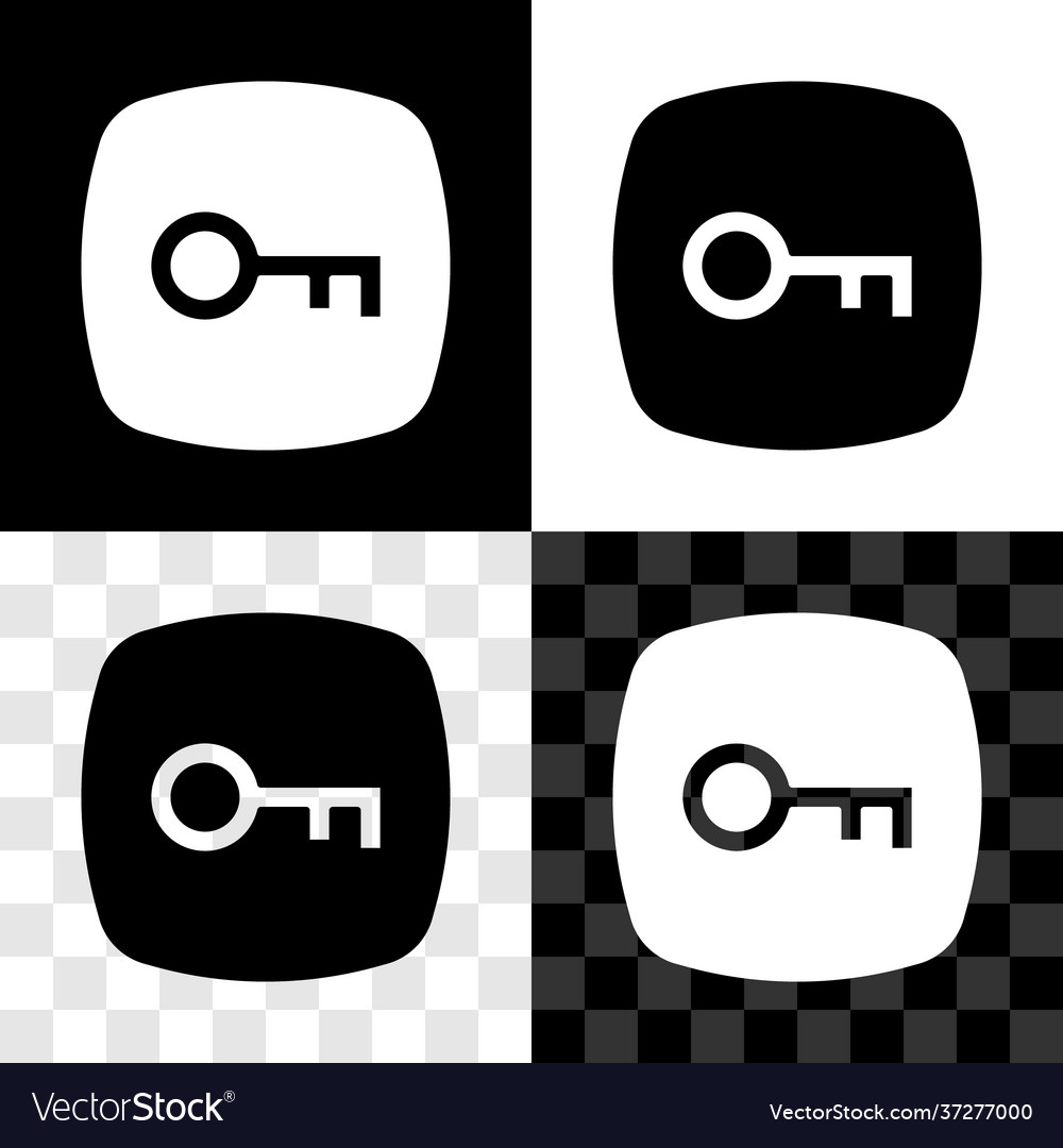 Set key icon isolated on black and white