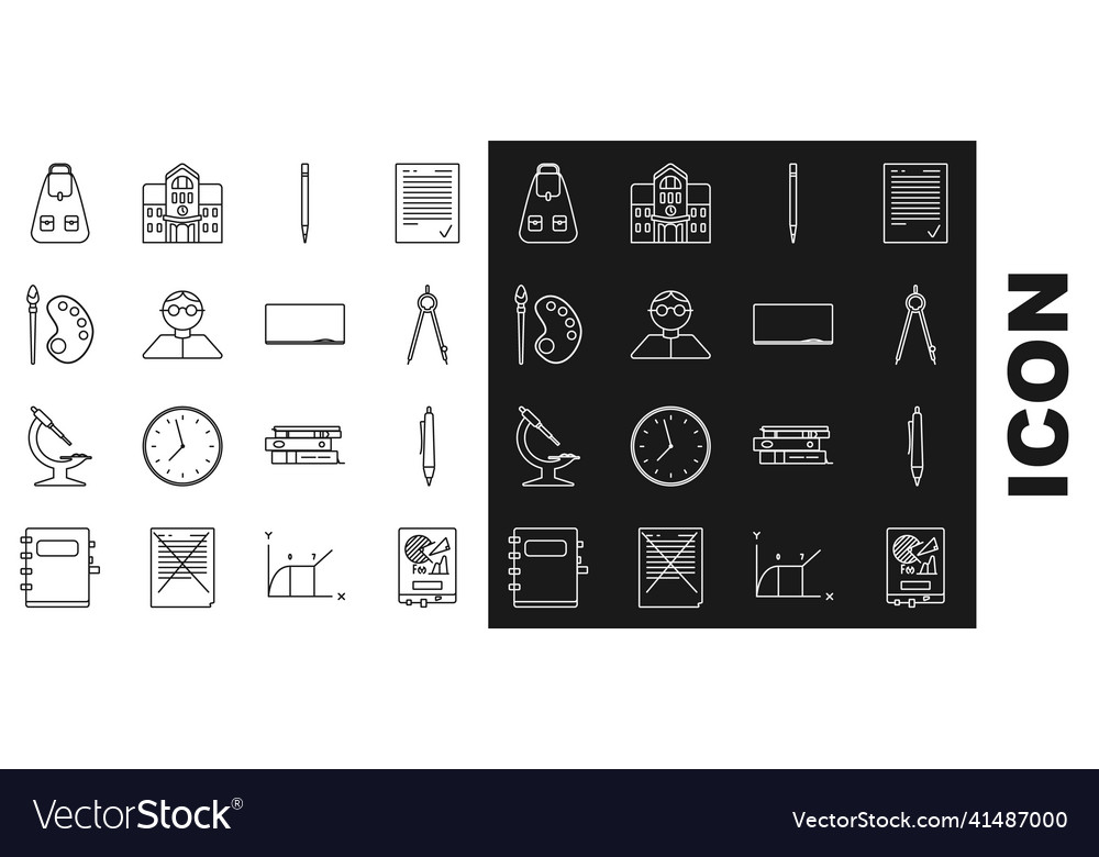 Set line board with graph chart pen drawing vector image Set line board with graph chart pen drawing