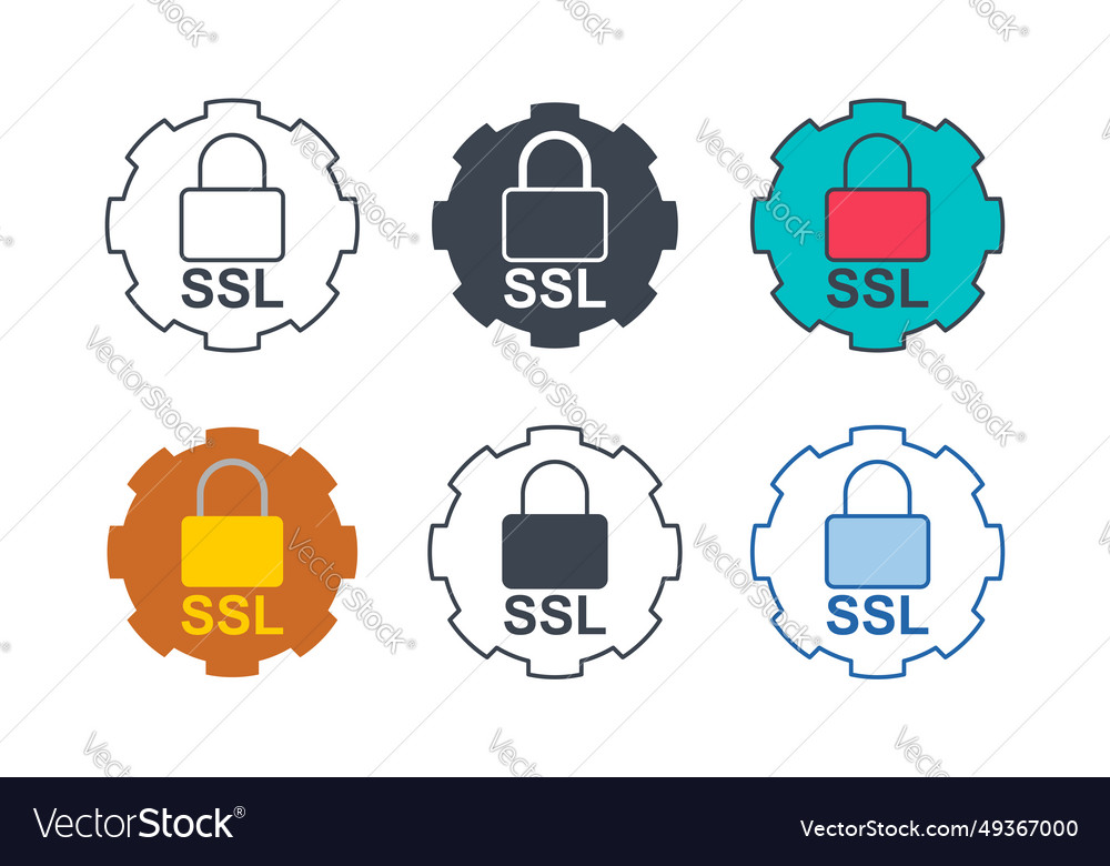Ssl icon collection with different styles secure vector image Ssl icon collection with different styles secure