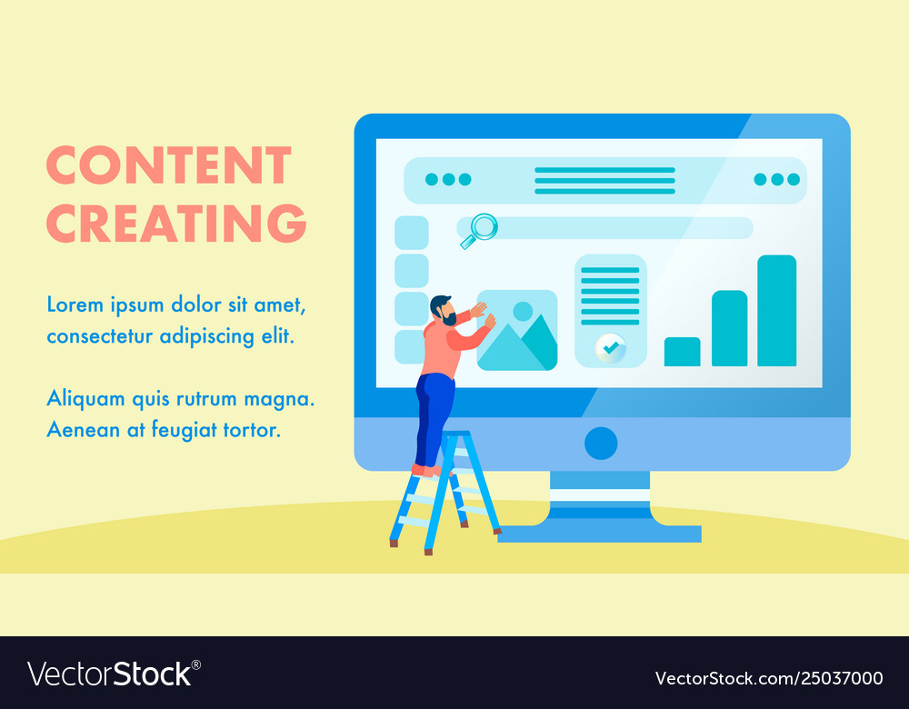 Website Interface Content Creating Banner Layout Vector Image