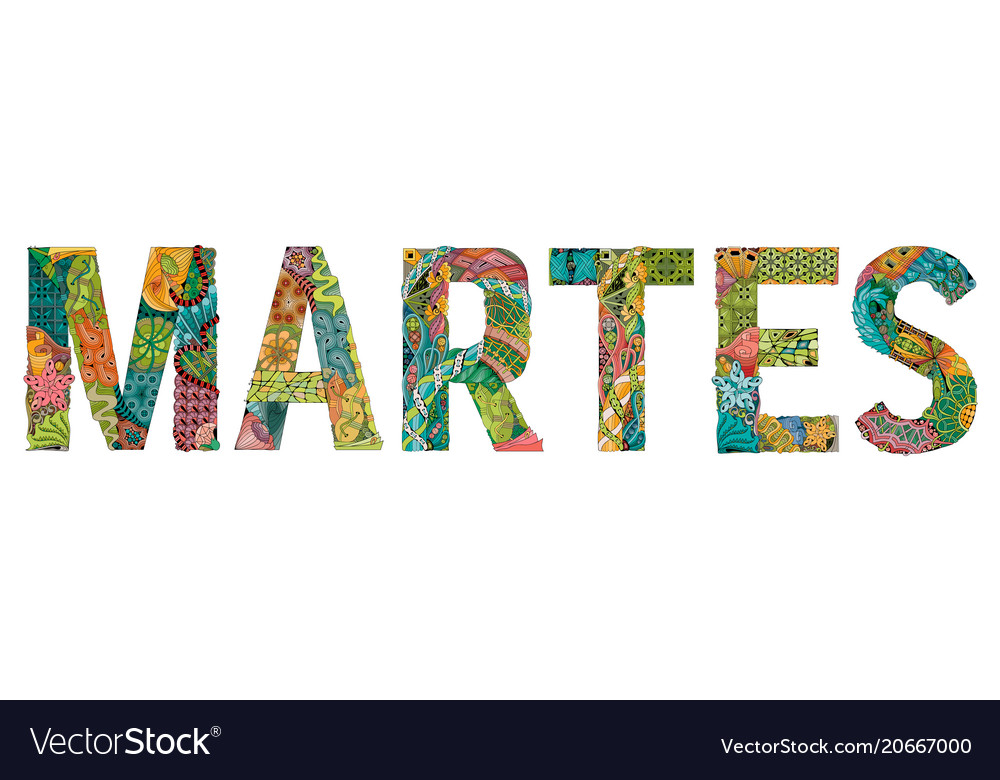 word-martes-tuesday-in-spanish-decorative-vector-image