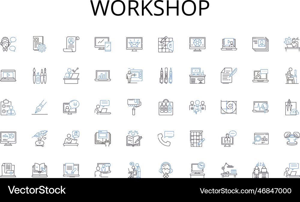 Workshop line icons collection interactive Vector Image