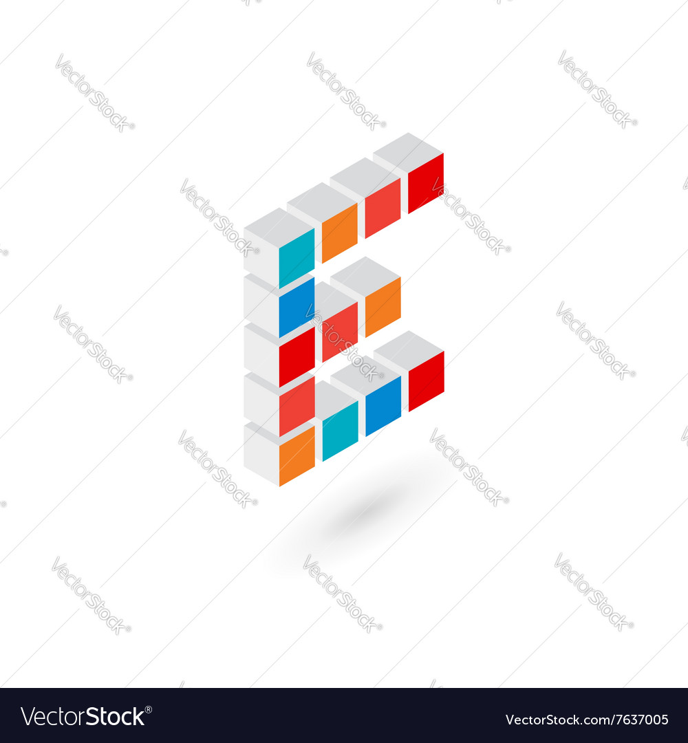 3d cube letter e logo icon design template Vector Image