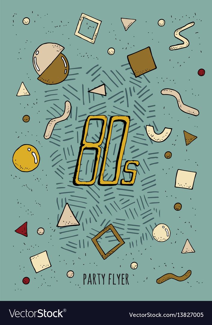 Abstract poster retro style 80s with objects