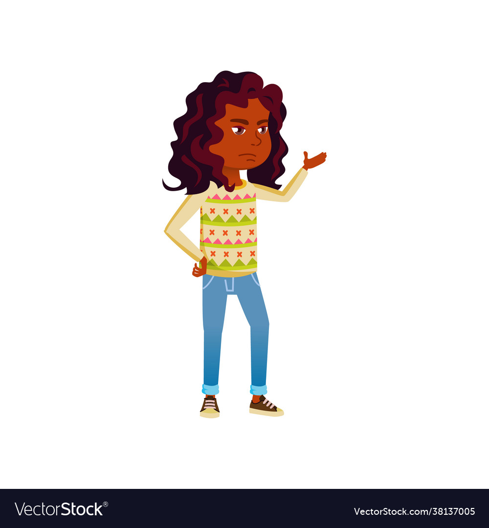 Angry emotion african girl displeased cartoon Vector Image