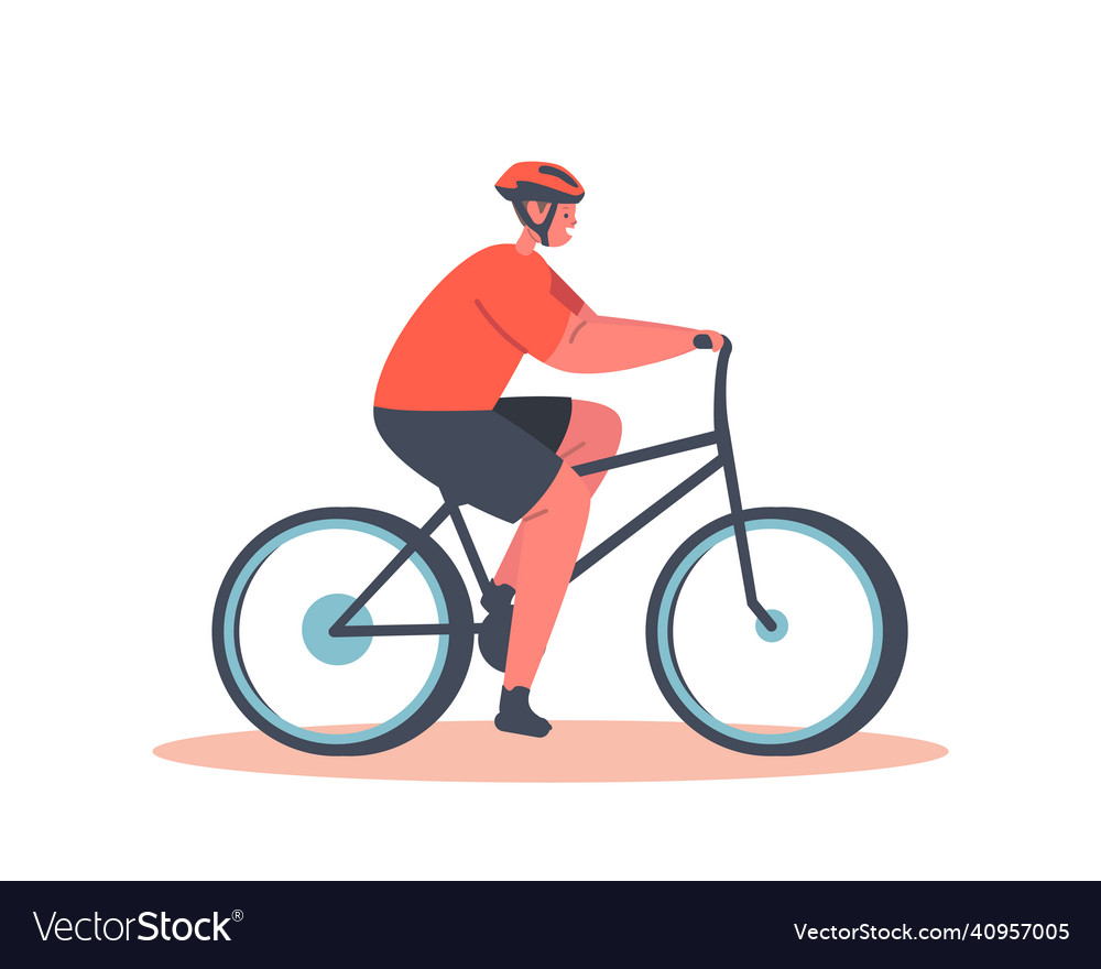 Boy cyclist character riding bike isolated Vector Image