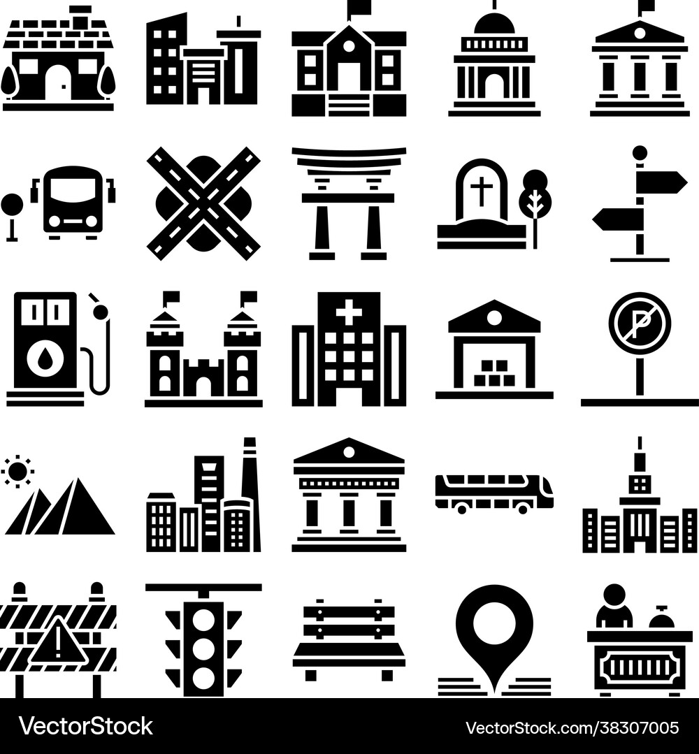 City elements solid icon 1 Royalty Free Vector Image
