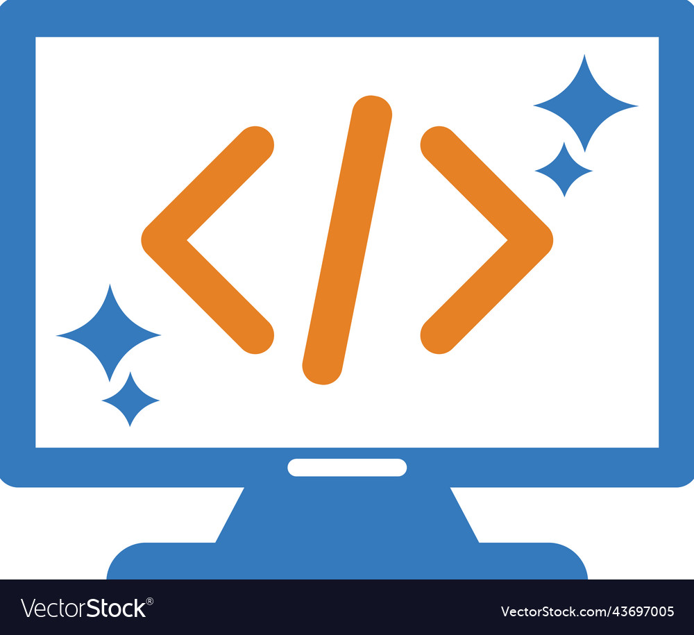 Clean coding code icon glyph style eps