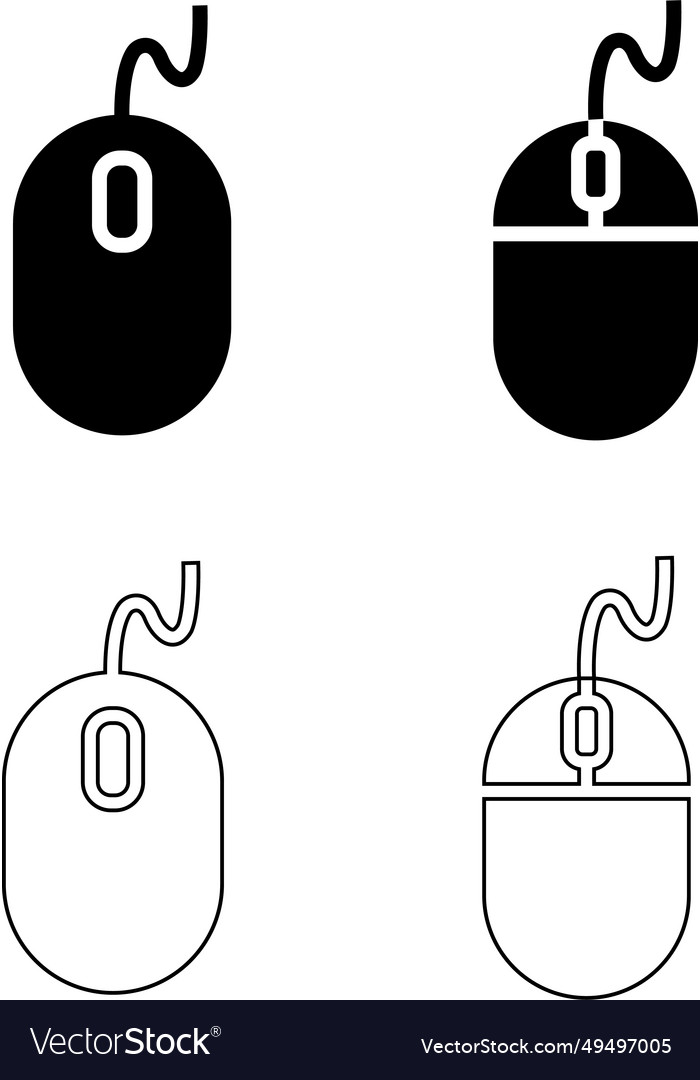 Computer mouse icon set isolated on transparent Vector Image Computer mouse icon set isolated on transparent