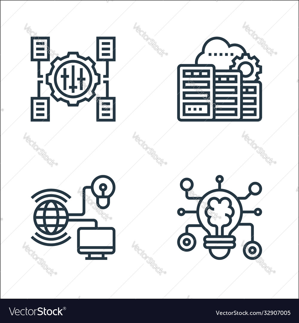 Data analytics line icons linear set quality vector image Data analytics line icons linear set quality