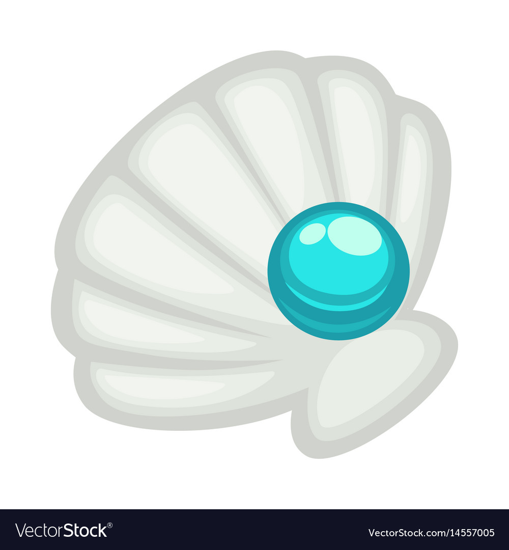 exquisite shell with blue shine pearl isolated on vector image
