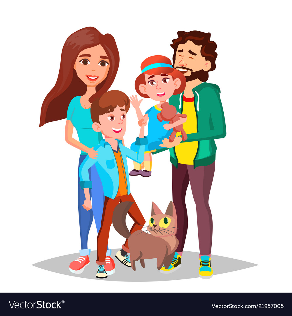 Family dad mother kids happy portrait Royalty Free Vector