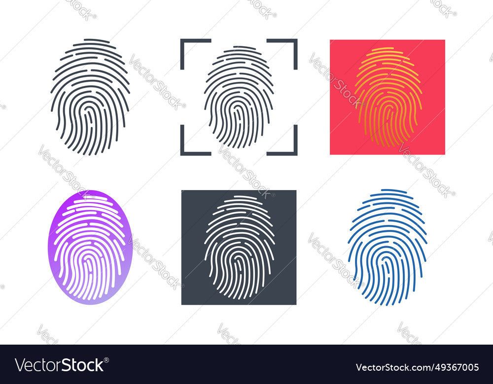 Fingerprint icon collection with different styles vector image Fingerprint icon collection with different styles
