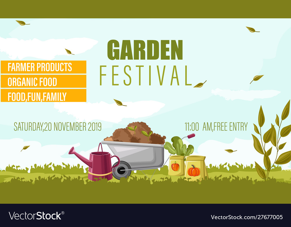 Garden festival advertisement banner Royalty Free Vector