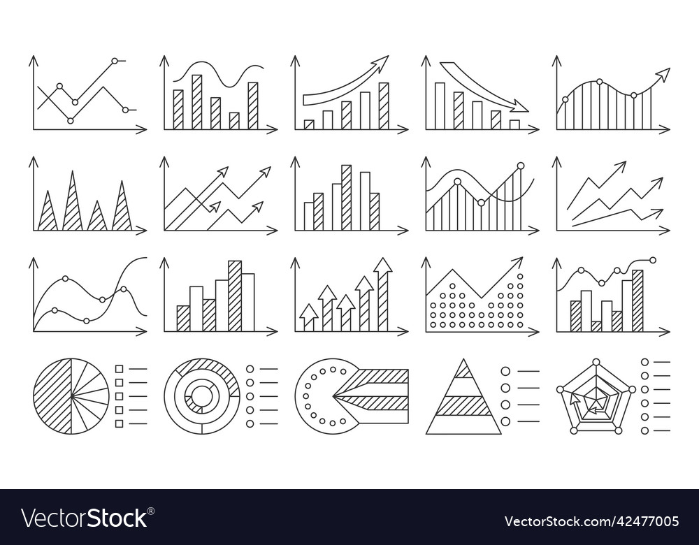 Infographic chart diagram workflow black line set