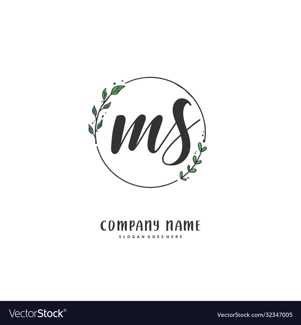 M s ms initial handwriting and signature logo