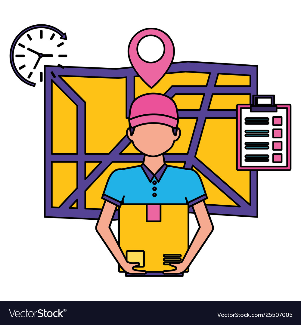 Man fast delivery vector image Man fast delivery