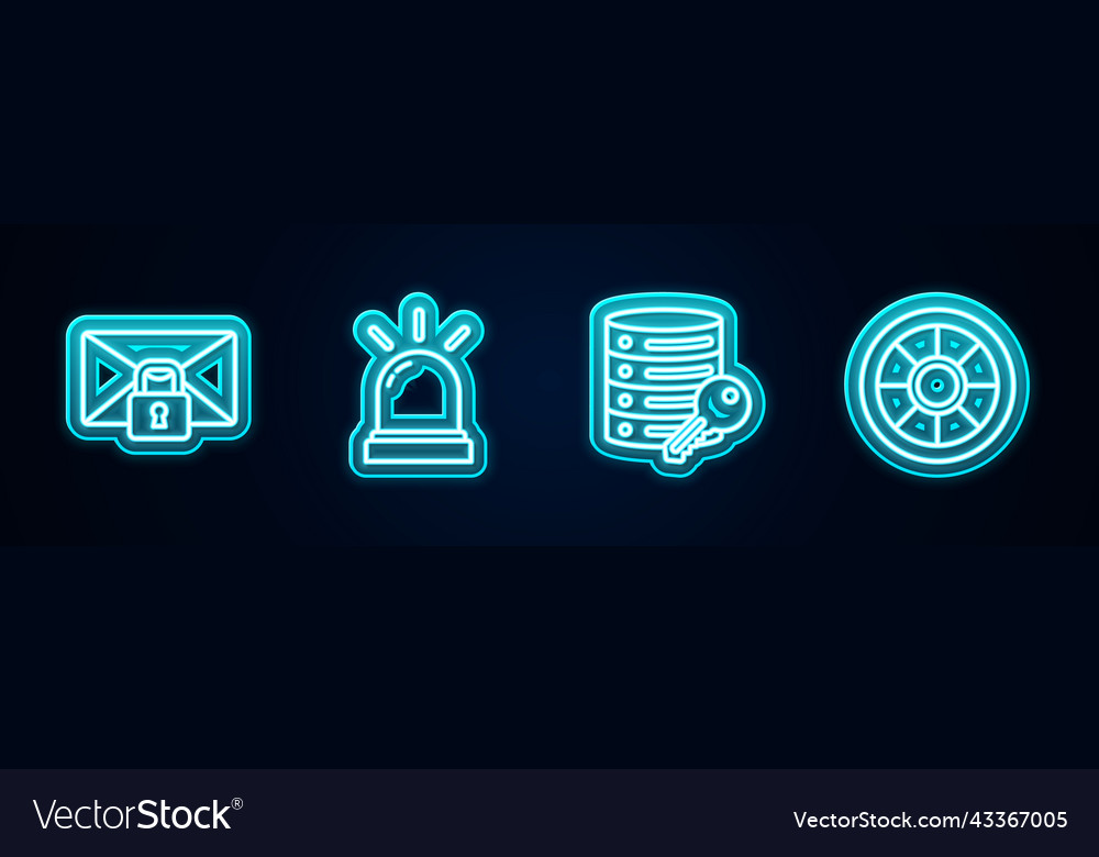 Set line mail message lock password motion sensor vector image Set line mail message lock password motion sensor