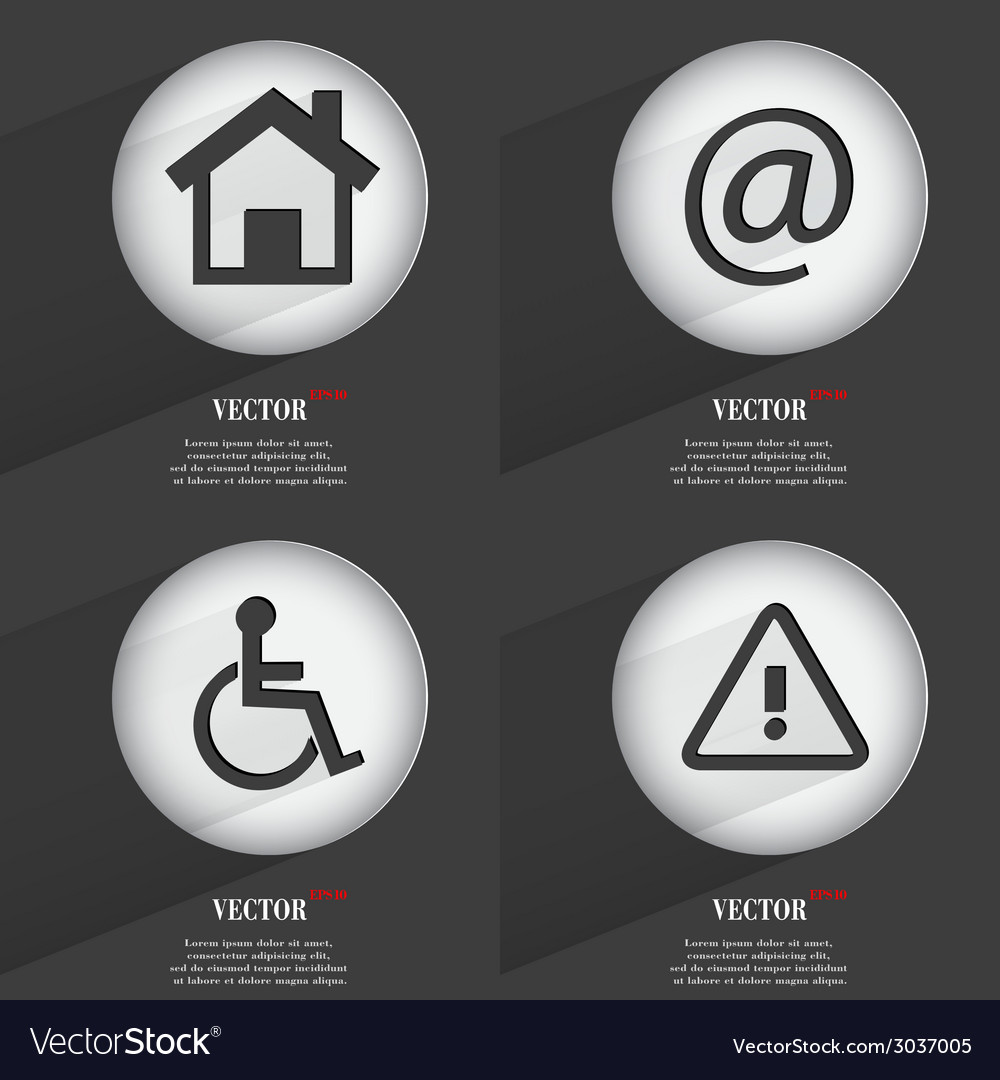 Set of 4 flat buttons icons with shadows