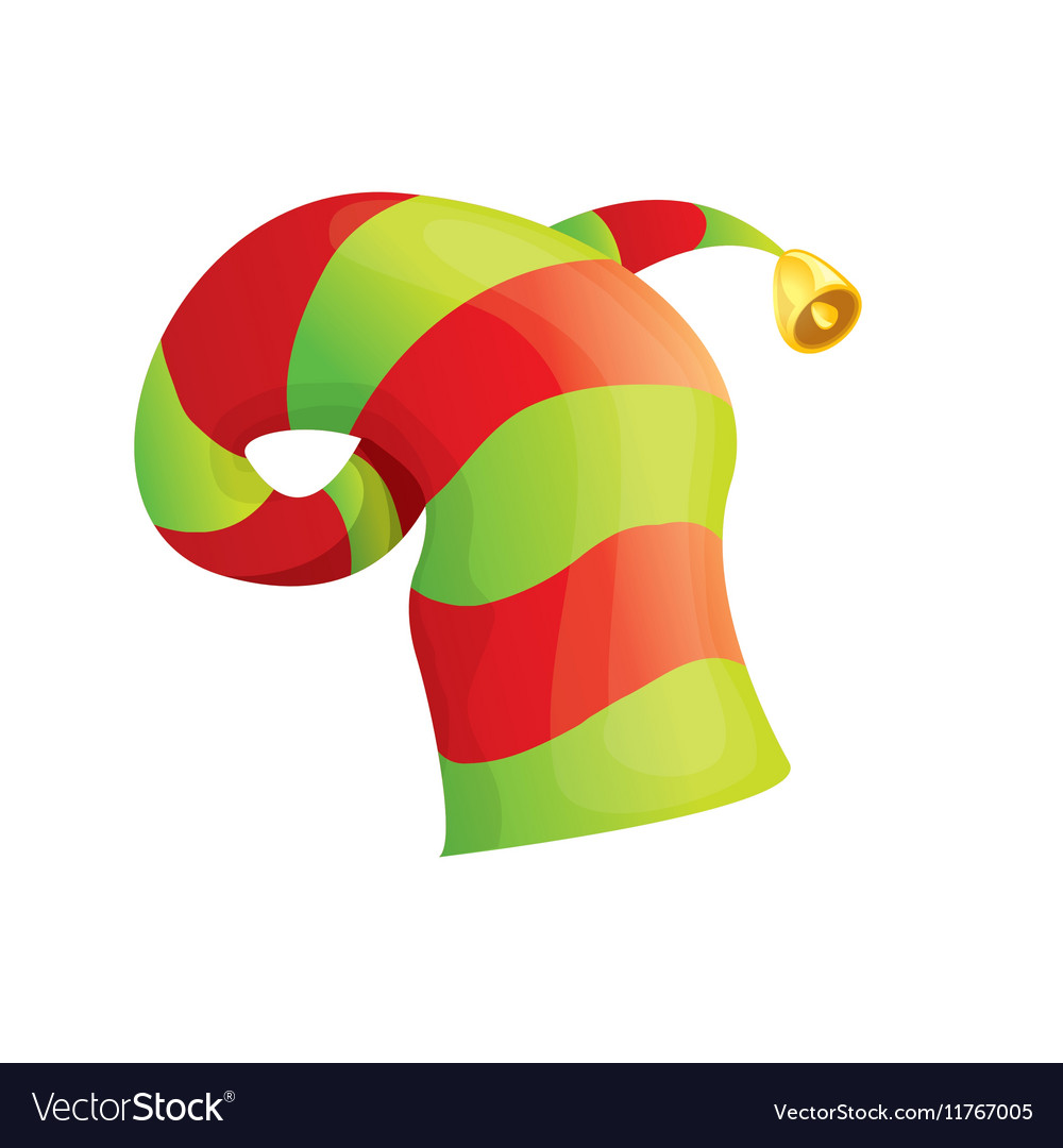 Stripped cartoon christmas elf hat Royalty Free Vector Image