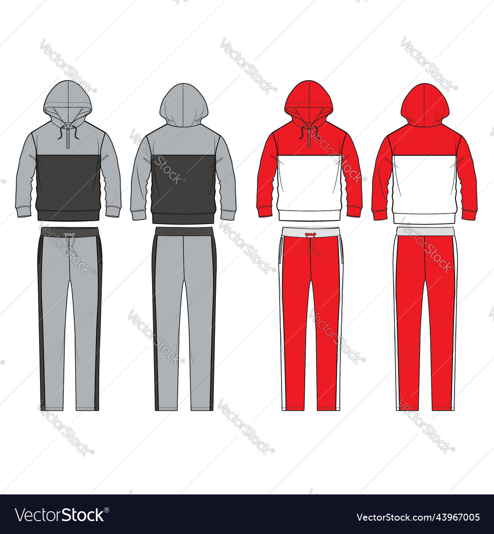 Tracksuit Editable Fashion Flat Templates Vector Image