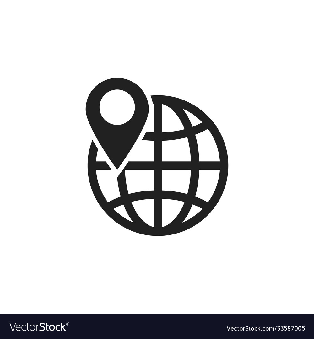 World and location pointer icon in modern style vector image World and location pointer icon in modern style