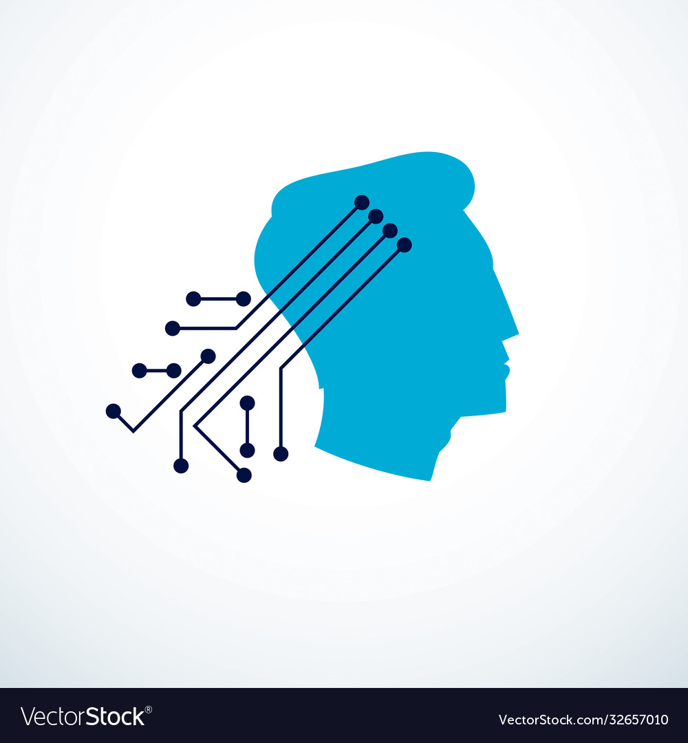 Computer human android bot artificial vector image Computer human android bot artificial
