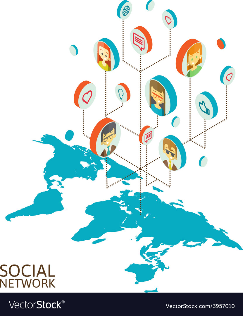 Conceptual image with social networks flat