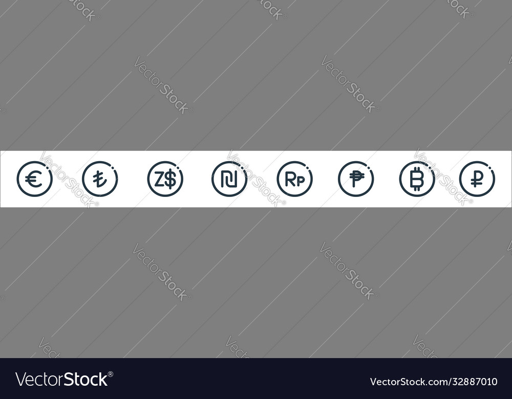 Currency line icons linear set quality