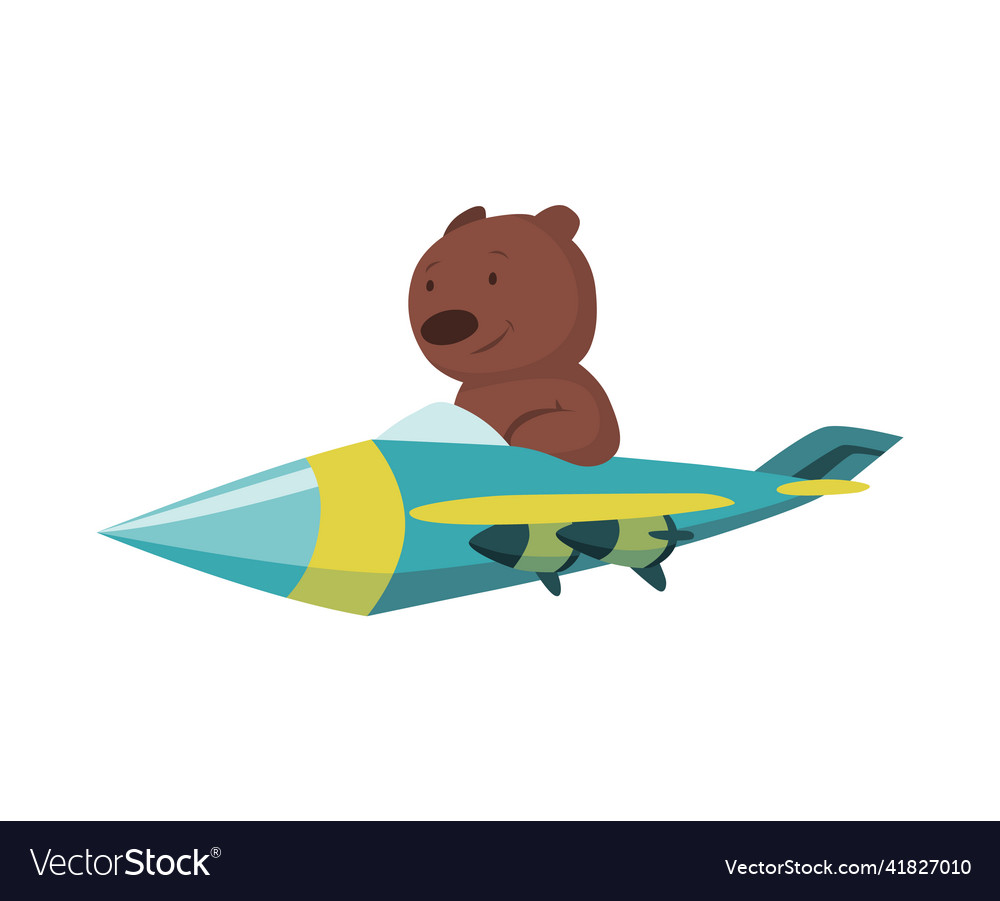 Cute baby animal bear on airplane funny pilot