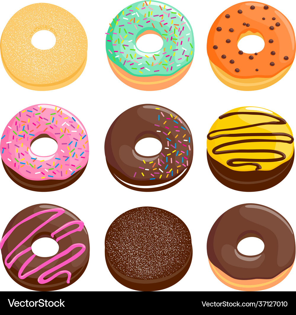 Donuts collection Royalty Free Vector Image - VectorStock