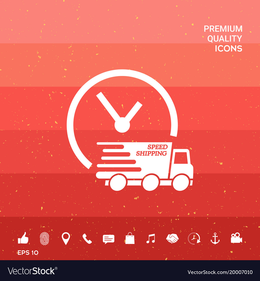 Express delivery icon delivery car with watch Vector Image