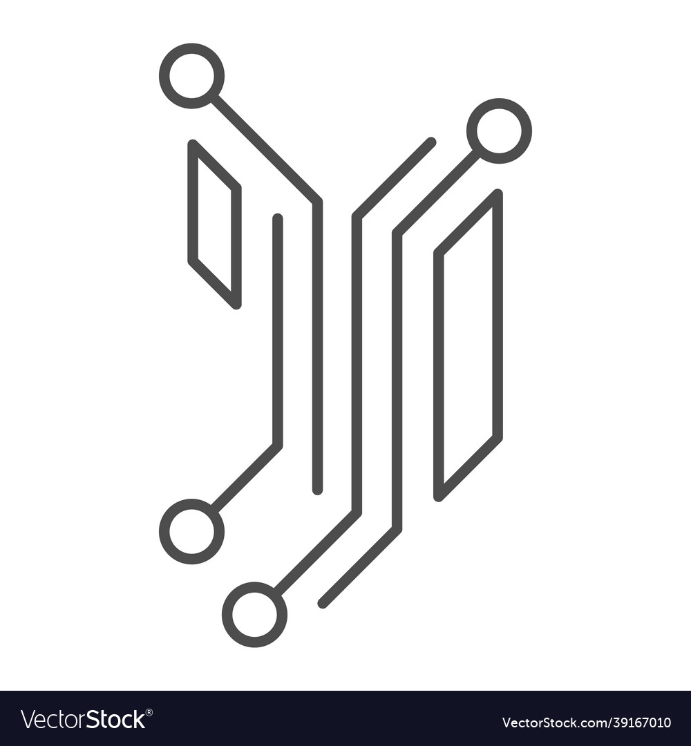 Fragment of analog circuit layout thin line icon Vector Image Fragment of analog circuit layout thin line icon