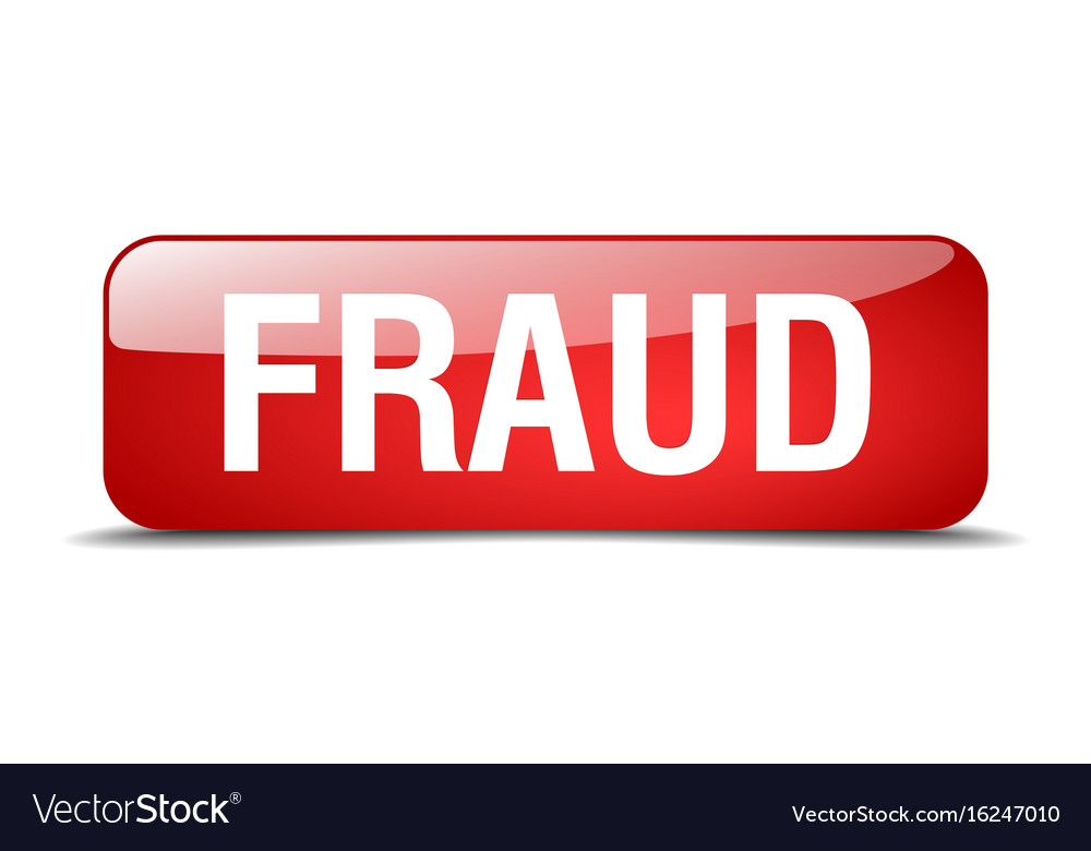 Fraud red square 3d realistic isolated web button
