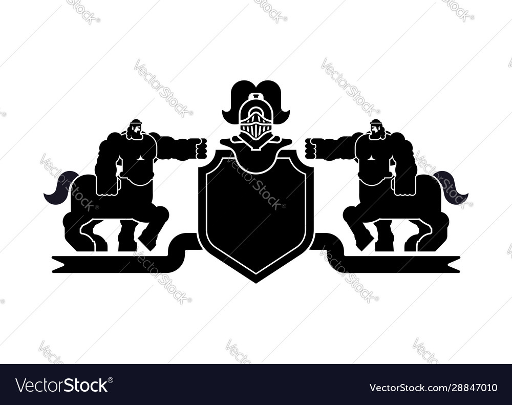 Heraldischer Schild Centaur und Ritterhelm