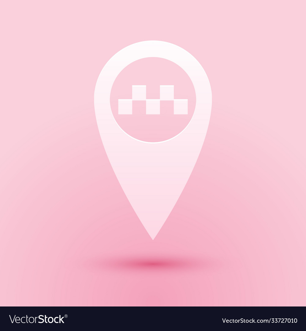 Paper cut map pointer with taxi icon isolated vector image Paper cut map pointer with taxi icon isolated