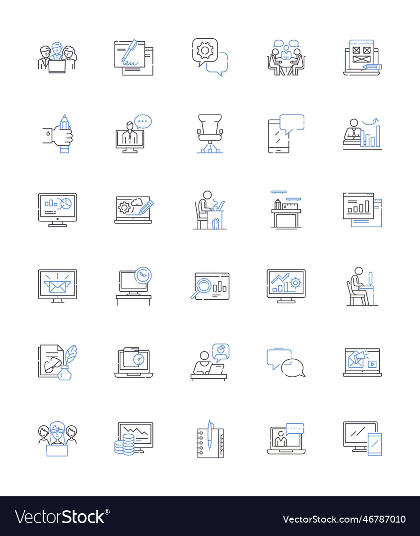 Project framework line icons collection vector image Project framework line icons collection