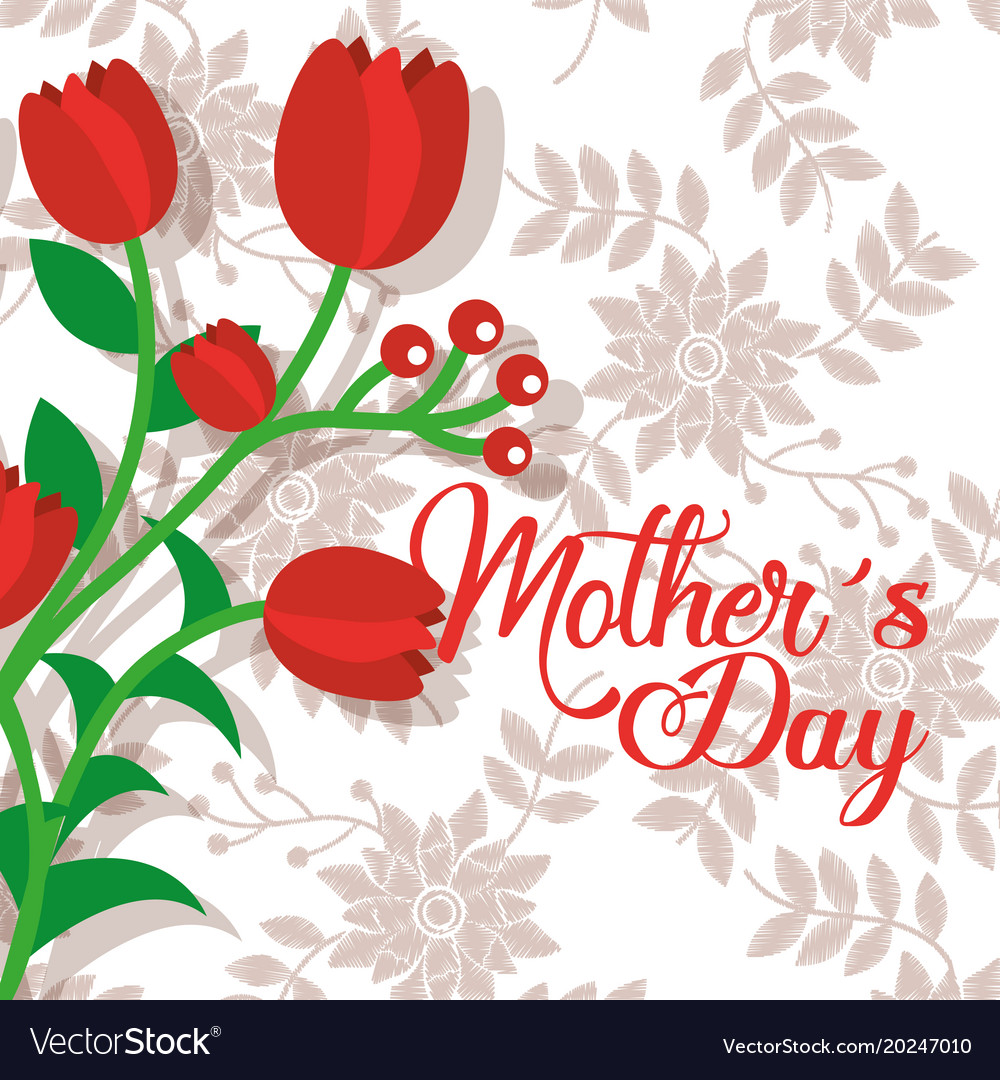 Red flowers romantic delicate mothers day floral Vector Image