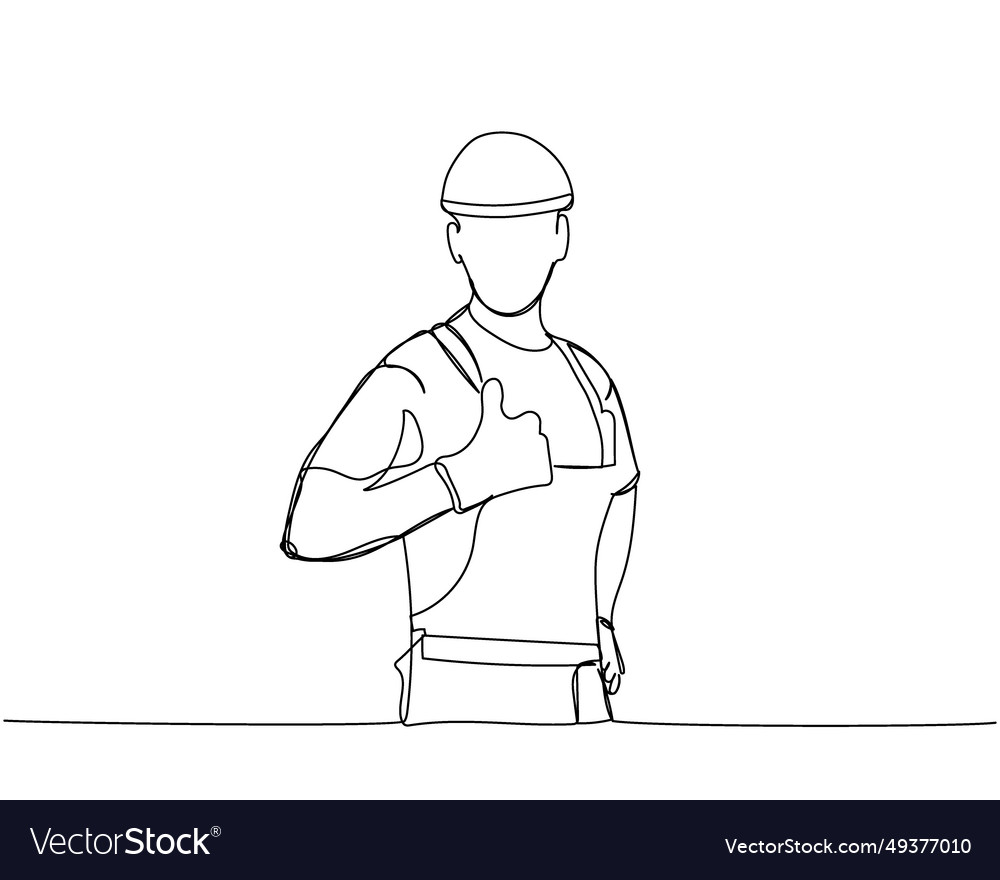 Satisfied builder in working uniform protective