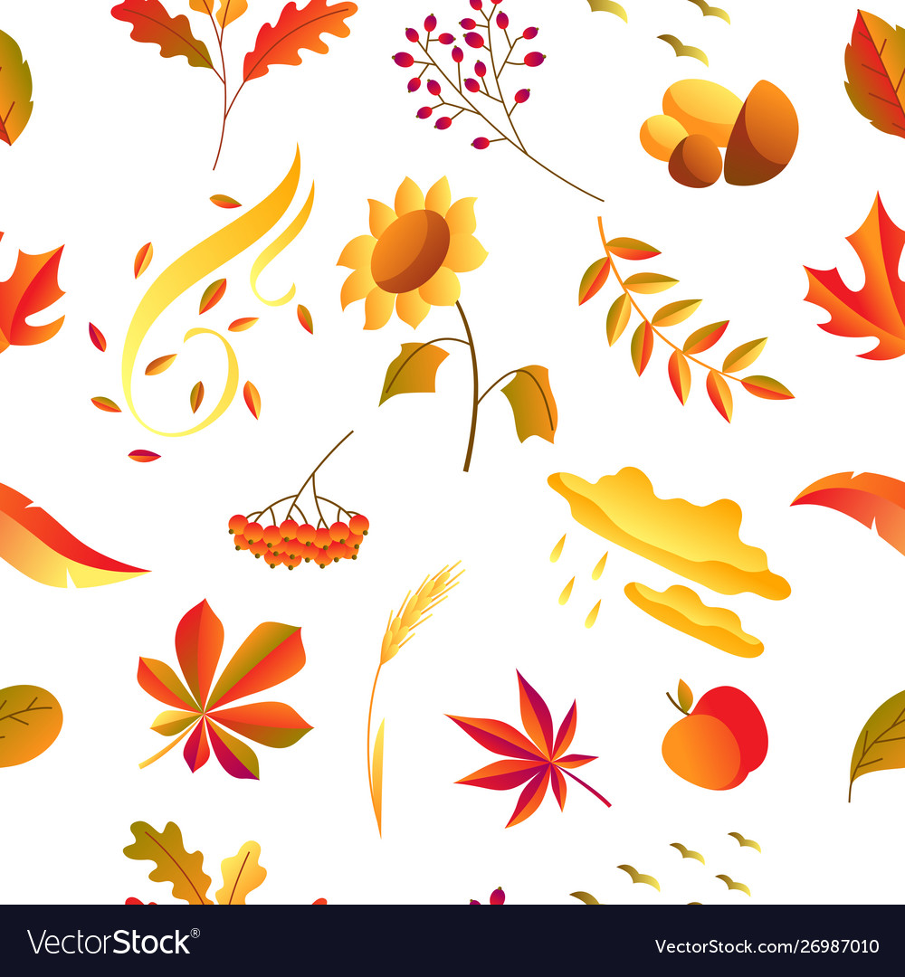 Seamless pattern with stylized autumn items vector image Seamless pattern with stylized autumn items