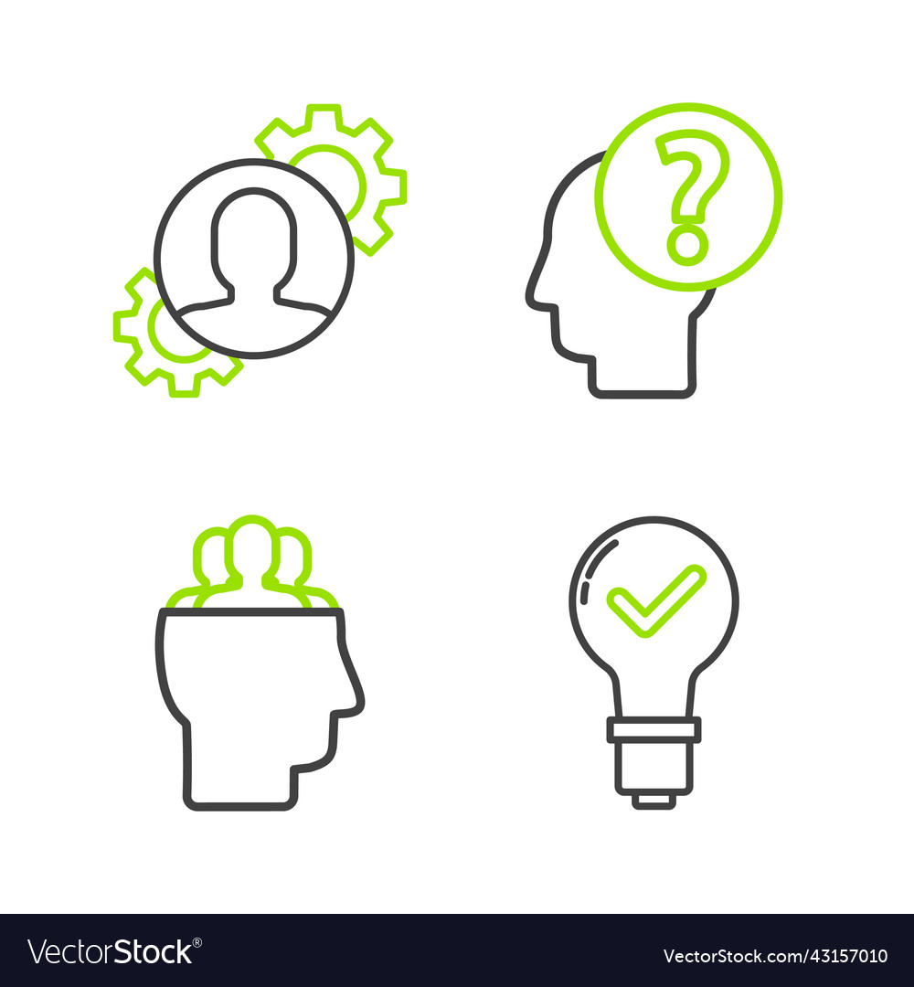 Set line light bulb and check mark project team vector image Set line light bulb and check mark project team