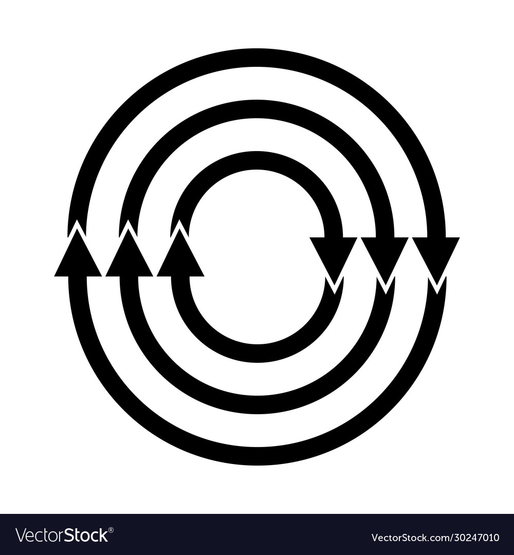 Six parallel semi-circular arrows simple design