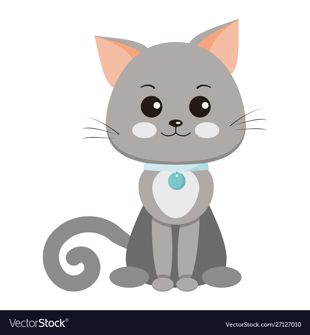 Süß und niedlich lächelnd glatthaarige graue Katze vector image Süß und niedlich lächelnd glatthaarige graue Katze