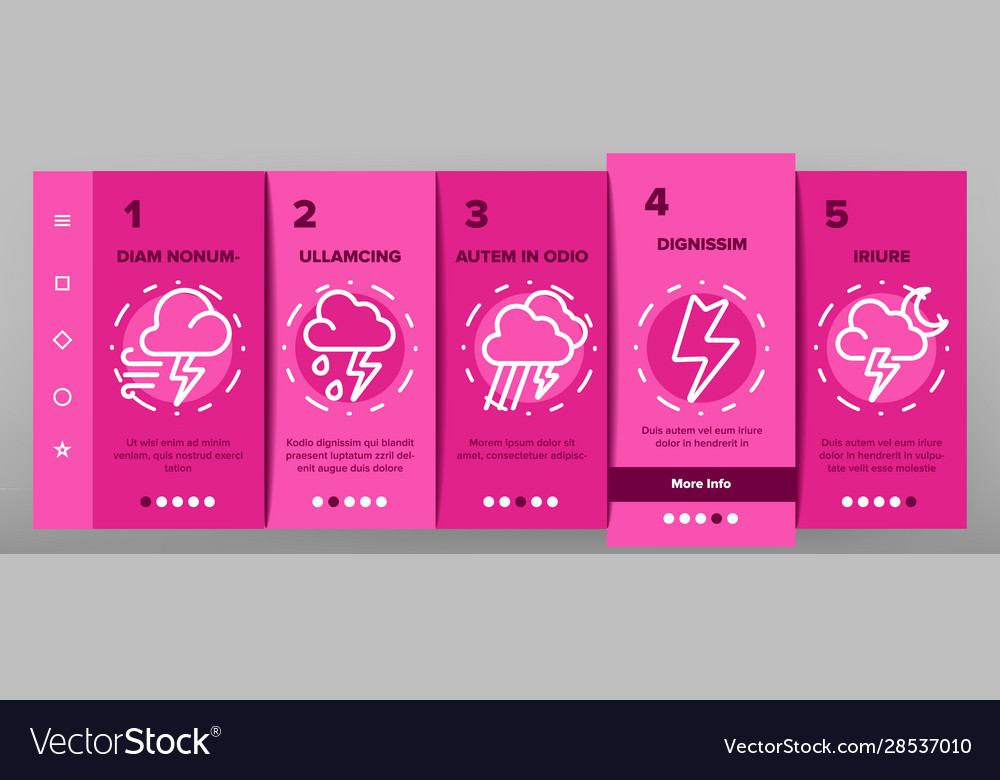 Thunder and lightning onboarding icons set