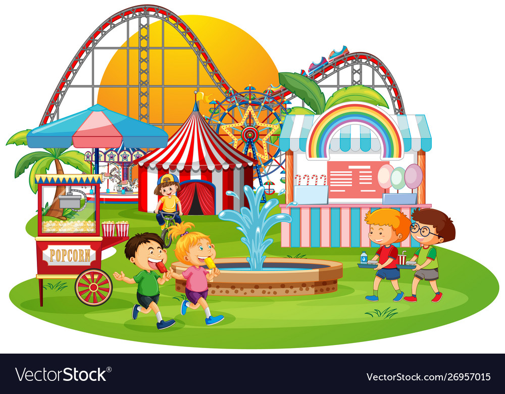 An outdoor funfair scene Royalty Free Vector Image