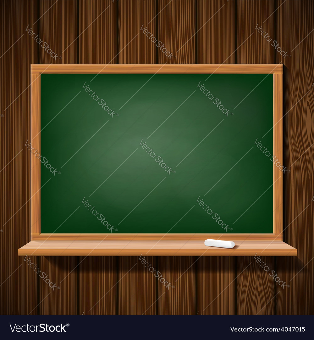 Blackboard with a chalk on a wooden wall Vector Image