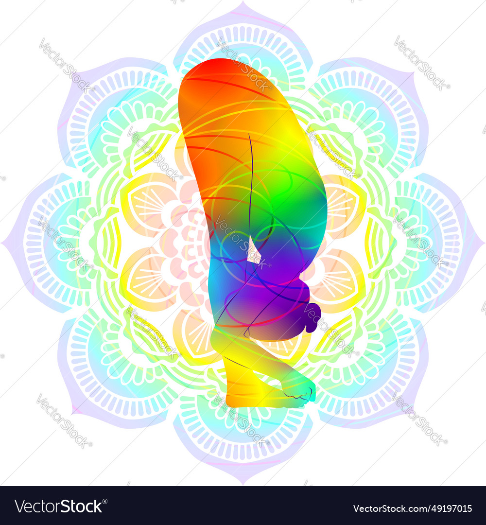 Bunte Silhouette von padangushthasana mandala