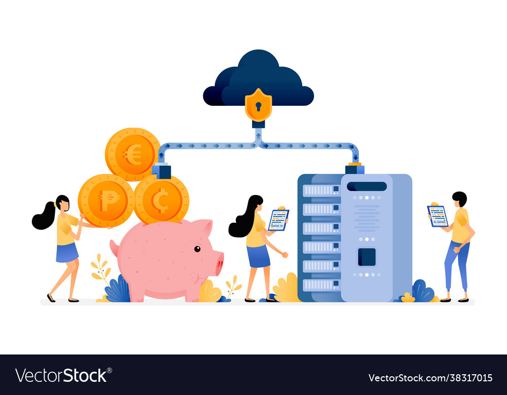 Design network security on banking vector image Design network security on banking