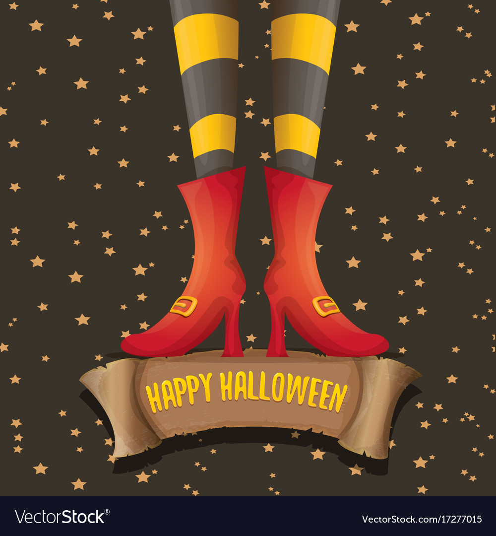 Halloween party poster with witch legs