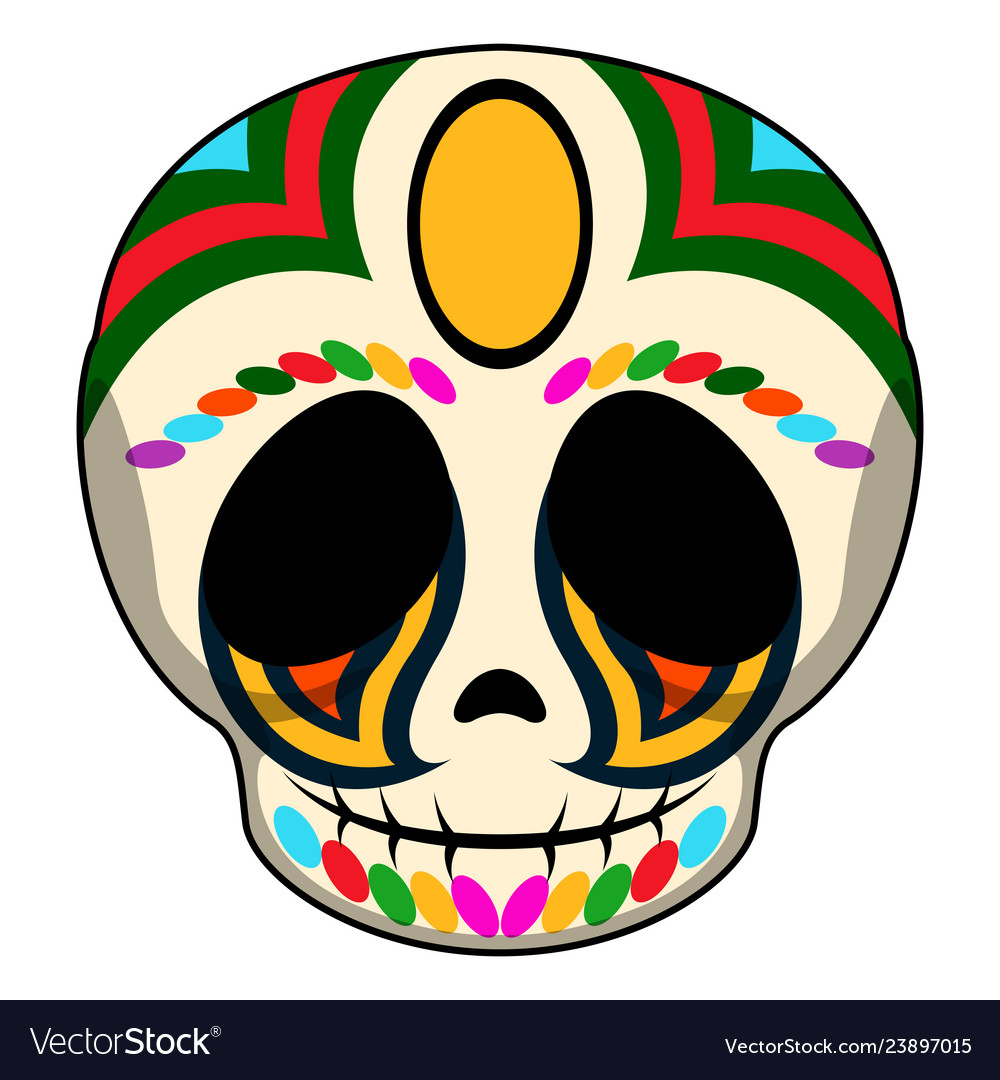 Happy colored mexican skull cartoon vector image Happy colored mexican skull cartoon